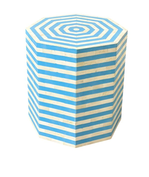 HandMade Bone Inlay End Table –Stripes Design Handmade Accent