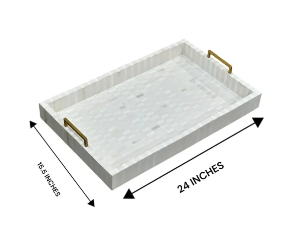 Bone Inlay Decorative Tray – Floral Pattern, Handmade Indian Craft for Home Décor-Gift