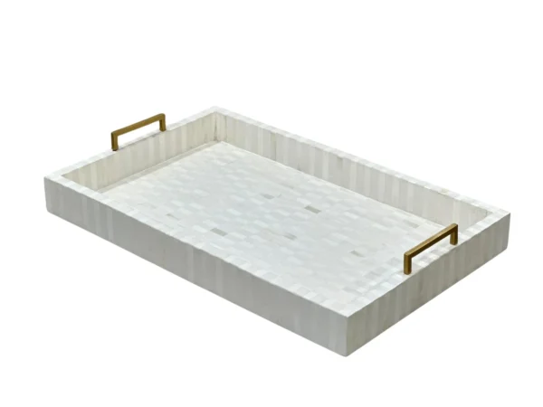 Bone Inlay Decorative Tray – Floral Pattern, Handmade Indian Craft for Home Décor-Gift