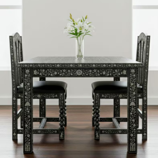 Hand Painted Dining Table and Chairs | Floral Indian Home Decor