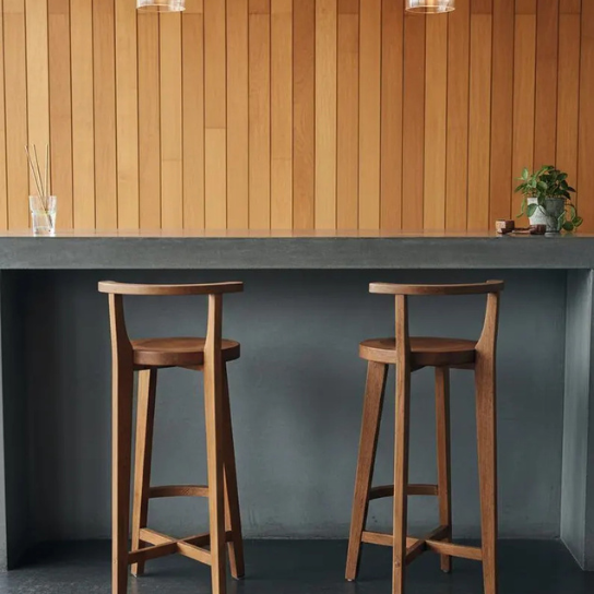 Handmade Solid Wood Bar Stool | Minimalist Counter Stool with Backrest