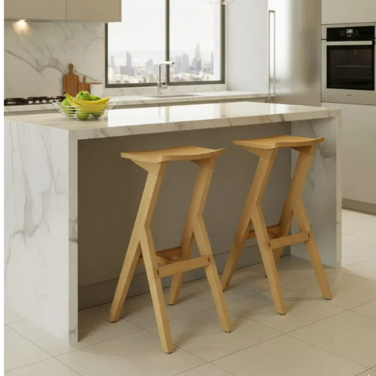Handmade Solid Wood Bar Stool | Minimalist Scandinavian Counter Chair