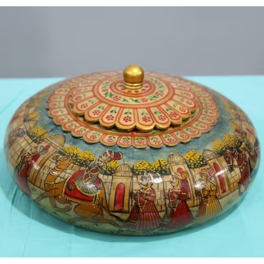 Hand-Painted Wooden Jewelry Box: Rajasthani Trinket Keepsake Chest-Christmas Gift