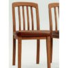 Handmade Solid Wood Dining Chair – Slat Back, Brown Leatherette Cushion