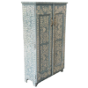 Handmade Bone Inlay Armoire: Boho Floral Accent Cabinet
