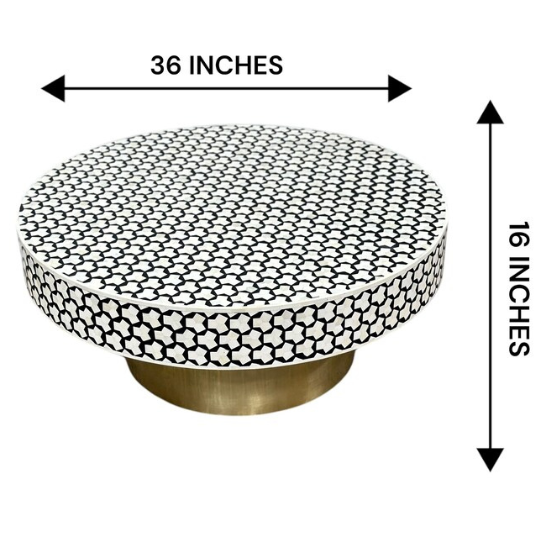 Bone Inlay Coffee Table: Black Khaab Design, Handmade Indian Decor