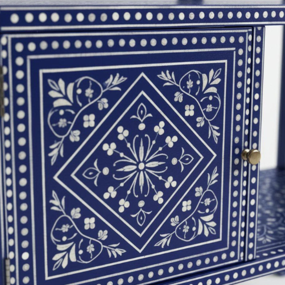 Blue Bone Inlay Console Table | Floral Handmade Indian Sideboard-Home Decor