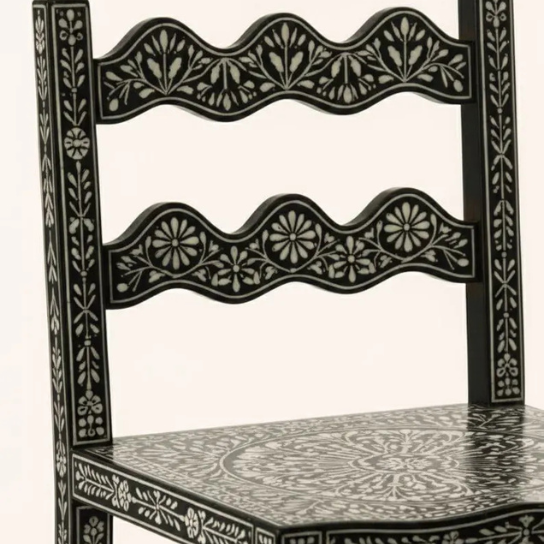 Floral Bone Inlay Bar Stool | Handmade Tarang Boho Counter Seating
