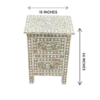 Handmade Mother of Pearl Inlay Nightstand: Grey Floral Bedside Table