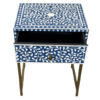 Handmade Bone Inlay Nightstand: Brass Leg Bedside Table