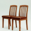 Handmade Solid Wood Dining Chair – Slat Back, Brown Leatherette Cushion