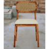 Mid-Century Modern Dining Chair | Cane Backrest, Upholstered Seat