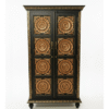 Hand Carved Wooden Cabinet – Black & Gold Armoire with Floral Design