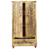 Hand Carved Mango Wood Armoire: Bohemian Mandala Floral Wardrobe