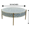 Blue Bone Inlay Coffee Table: Handmade Brass Accent Table-Home Decor
