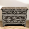 Pink Bone Inlay Dresser: Handmade Boho Chic 4-Drawer Cabinet