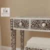2 Handmade Bone Inlay Console Table: Geometric Boho Desk