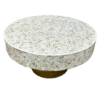 Mother of Pearl Inlay Coffee Table: Handmade Floral Center Table with Gold Base
