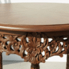 Handcrafted Round Shape Solid Wood Carved Dining Table — Floral Engraved Entryway Table