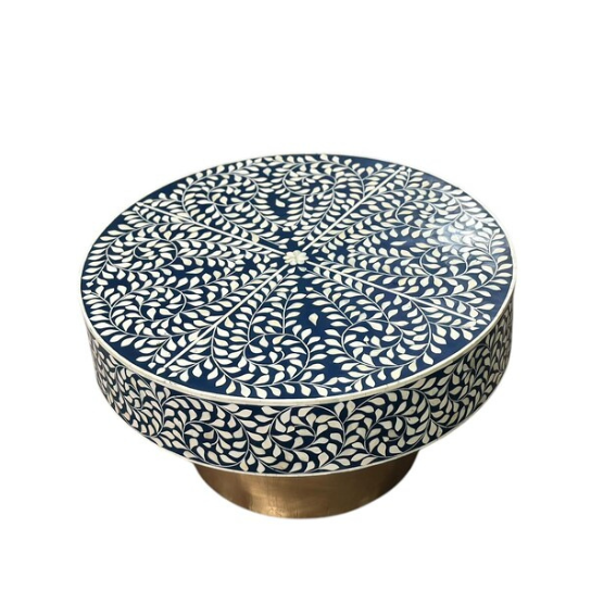 Handmade Bone Inlay Coffee Table: Moroccan Floral Boho Decor