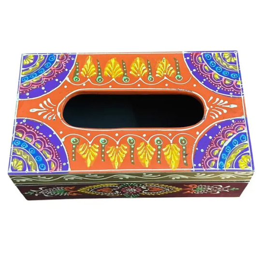 Hand Painted Floral Wood Tissue Box Cover: Cottagecore Decor