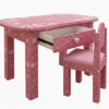 Handmade Pink Bone Inlay Kids Desk and Chair Set - Floral Nursery Furniture-Kids Christmas Gift
