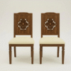 Hand-Carved Mango Wood Dining Table Set with 4 Chairs