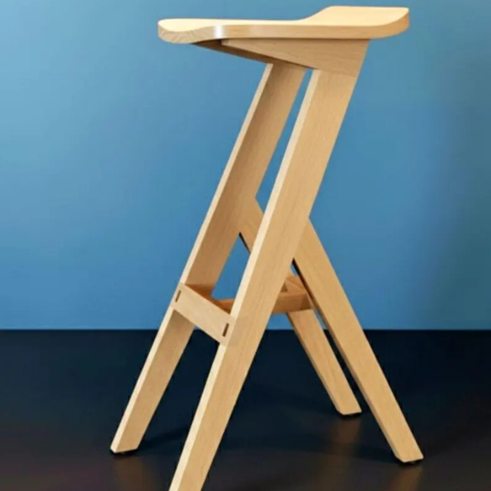 Handmade Solid Wood Bar Stool | Minimalist Scandinavian Counter Chair