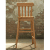 Solid Wood High Bar Stool | Handcrafted Natural Finish Kitchen Counter Chair | Rustic Farmhouse Furniture
