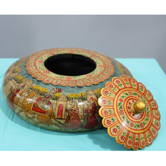 Hand-Painted Wooden Jewelry Box: Rajasthani Trinket Keepsake Chest-Christmas Gift