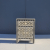 Handmade Bone Inlay Nightstand: Hexagon Geometric, Boho Side Table
