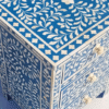 Navy Blue Bone Inlay Nightstand | Coastal Accent Chest | 3-Drawer Bedside Table | Bohemian Storage Cabinet