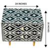 Handmade Bone Inlay Nightstand: Geometric Boho Bedside Table