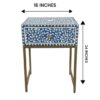 Handmade Bone Inlay Nightstand: Brass Leg Bedside Table