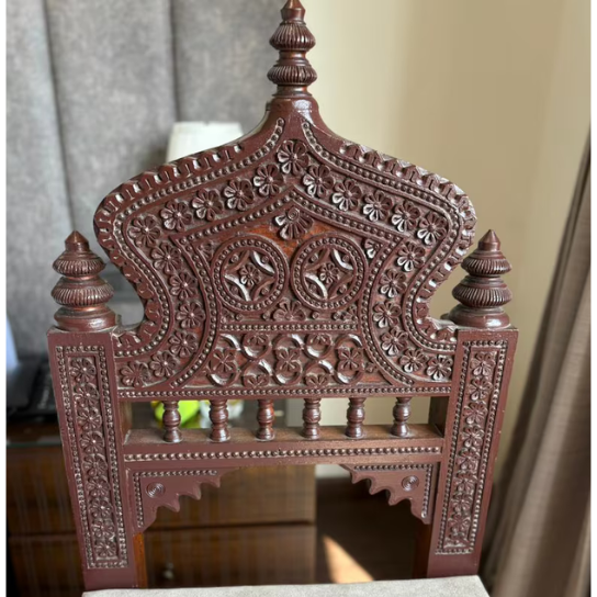 Hand Carved Wood Maharaja Chair | Antique Indian Accent Seating