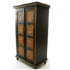Hand Carved Wooden Cabinet – Black & Gold Armoire with Floral Design