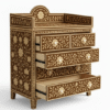 Floral Bone Inlay Dresser – Handmade Indian Boho 5-Drawer Chest