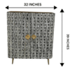Handmade Bone Inlay Cabinet: Geometric Black and White Sideboard with Brass Handles