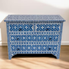 Pink Bone Inlay Dresser: Handmade Boho Chic 4-Drawer Cabinet