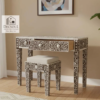 3 Handmade Bone Inlay Console Table: Geometric Boho Desk