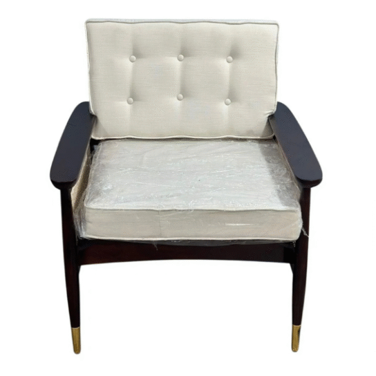 Handmade Mid-Century Cane Lounge Chair: Solid Wood Armchair