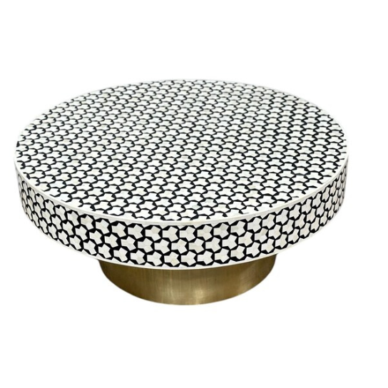 Bone Inlay Coffee Table: Black Khaab Design, Handmade Indian Decor