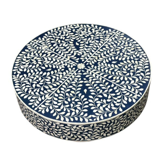 Handmade Bone Inlay Coffee Table: Moroccan Floral Boho Decor