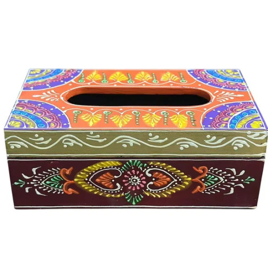 Hand Painted Floral Wood Tissue Box Cover: Cottagecore Decor