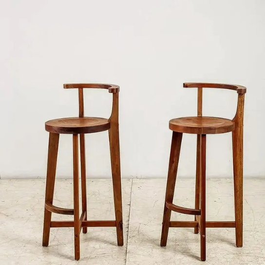 4 Handmade Solid Wood Bar Stool | Minimalist Counter Stool with Backrest