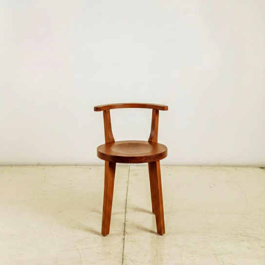 Handmade Solid Wood Accent Chair | Minimalist Round Seat