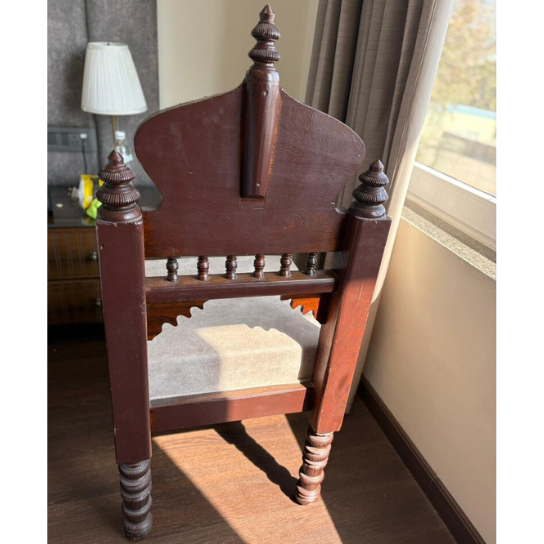 Hand Carved Wood Maharaja Chair | Antique Indian Accent Seating