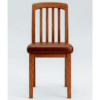 Handmade Solid Wood Dining Chair – Slat Back, Brown Leatherette Cushion