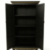 Hand Carved Wooden Cabinet – Black & Gold Armoire with Floral Design
