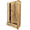 Hand Carved Mango Wood Armoire: Bohemian Mandala Floral Wardrobe